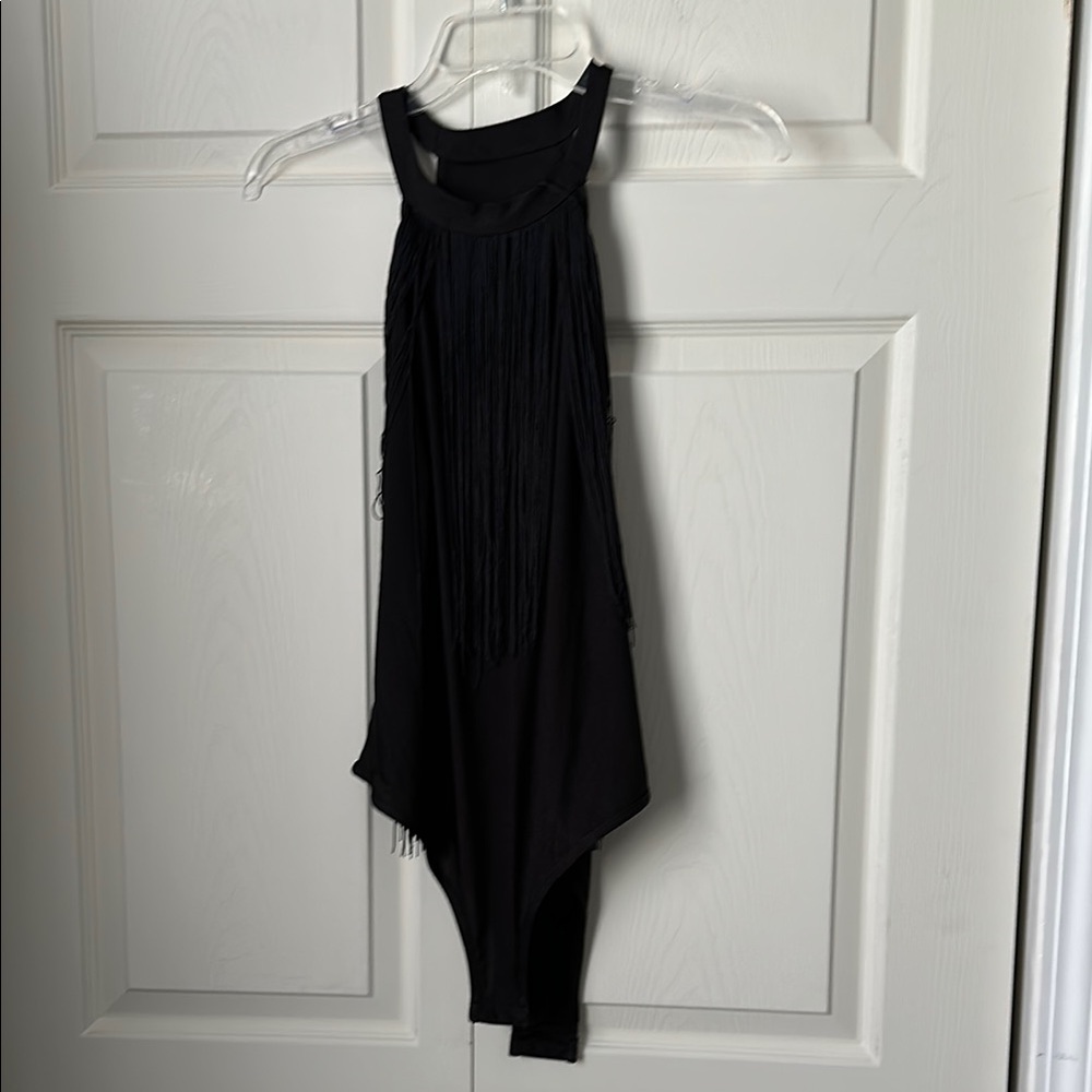 SHEIN Elegant Black bodysuit with fringe size medium